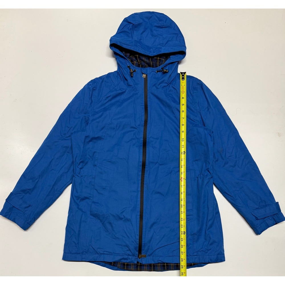 Pendleton Mens Blue Hooded Rain Jacket Plaid Lined Quilted Coat Large